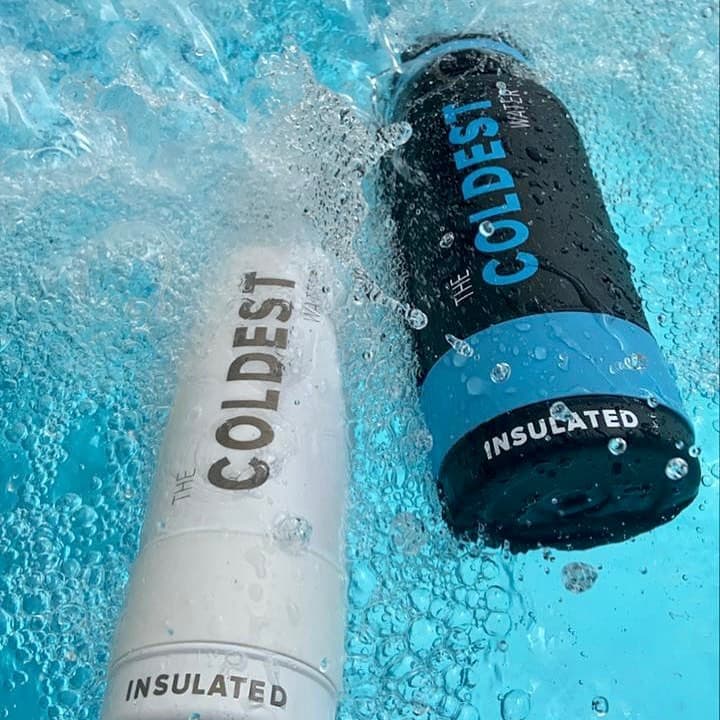 Two Coldest bottles floating in a pool