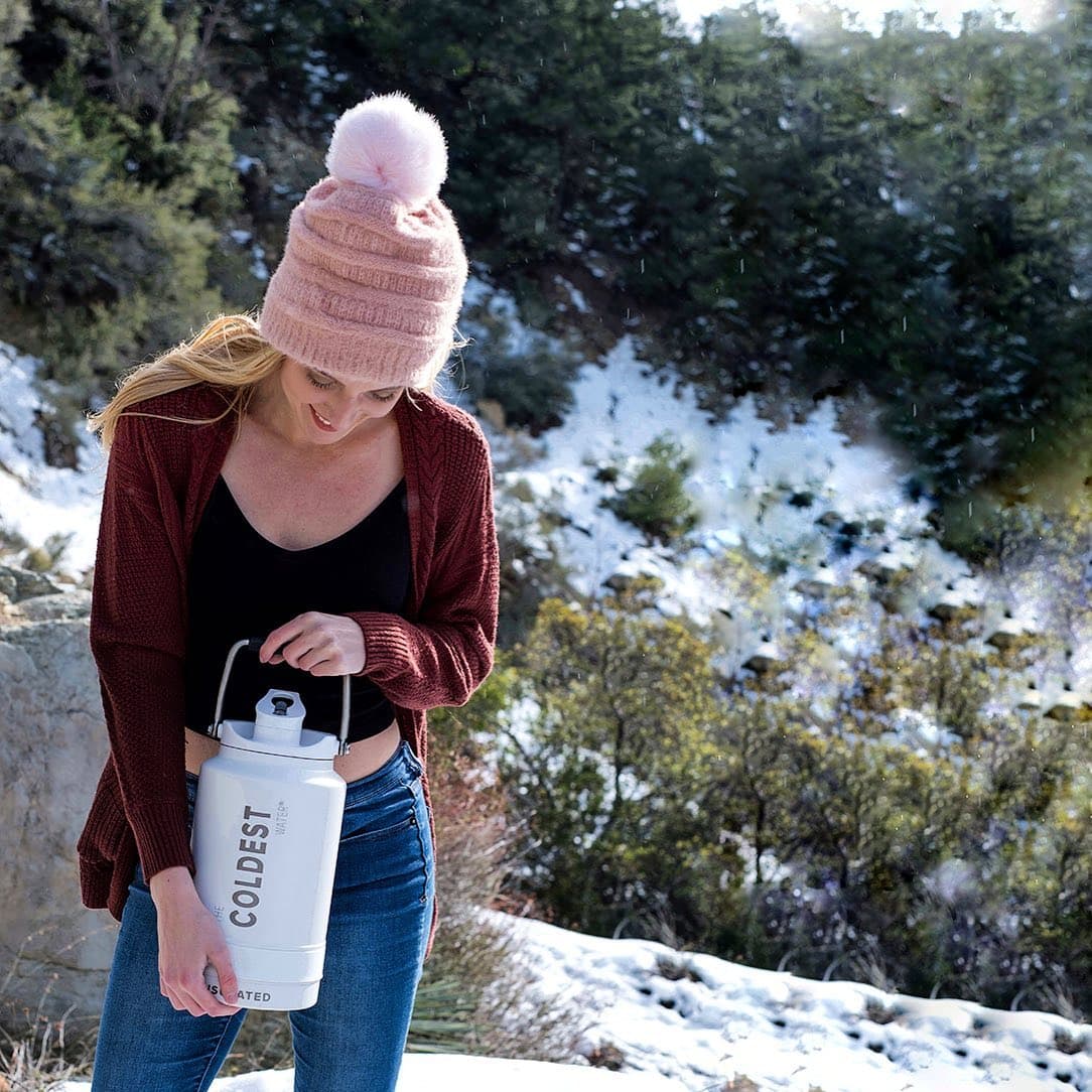 Coldest bottle on a snowy mountain trail